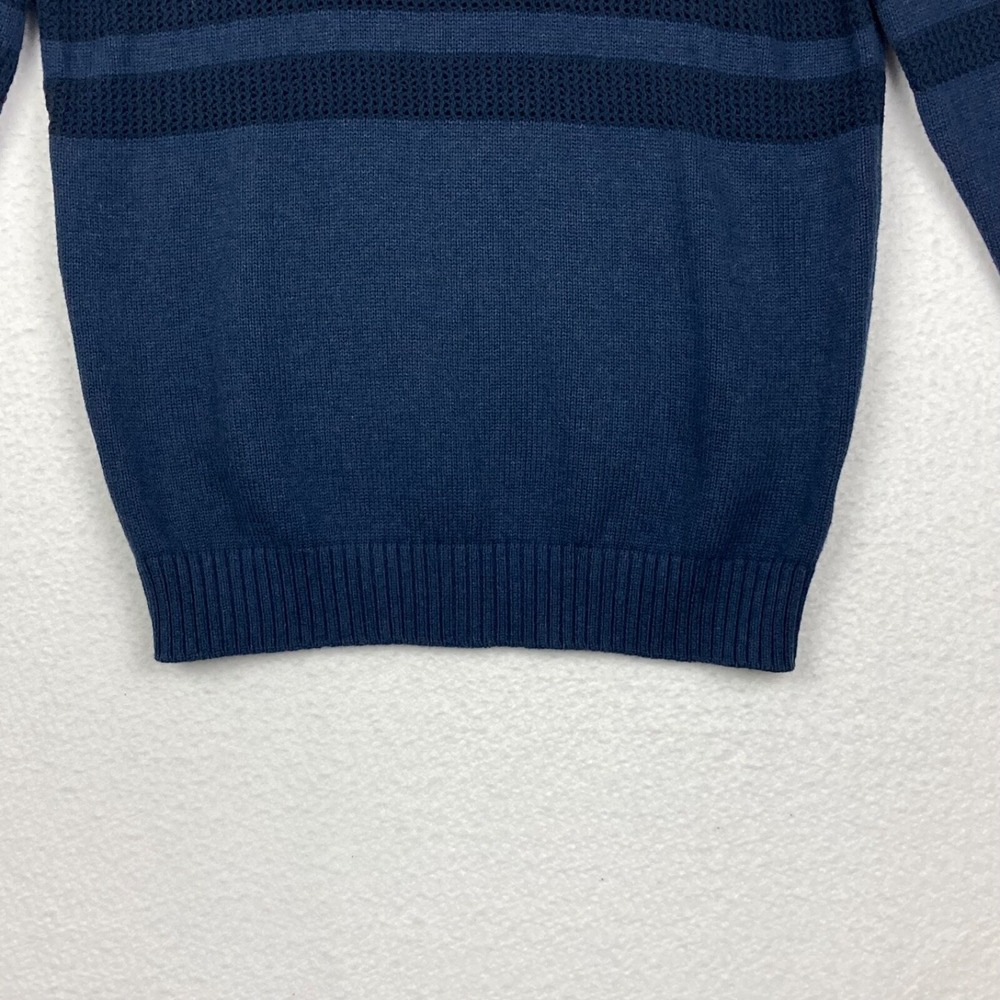 TAHARI Men's 1/4 Zip Pullover Mock Neck Sweater Dark Blue 100% Cotton Size Large - Picture 2 of 10